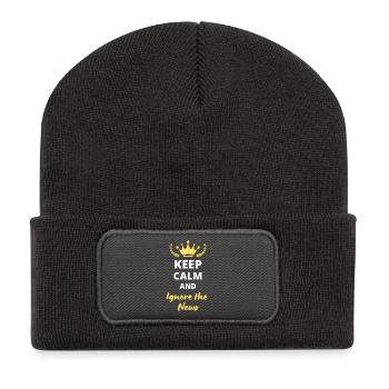 Keep Calm and Ignore the News - Beanie recyclé à patch - charbon - Devant