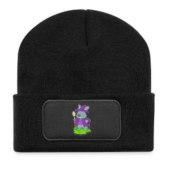 Bunny Witch Broom - Recycled Patch Beanie - black - Front