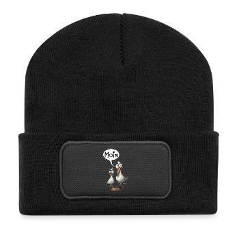 Möwe Möwen Spruch Moin Norddeutschland - Recycelte Patch Beanie - Schwarz - Vorne