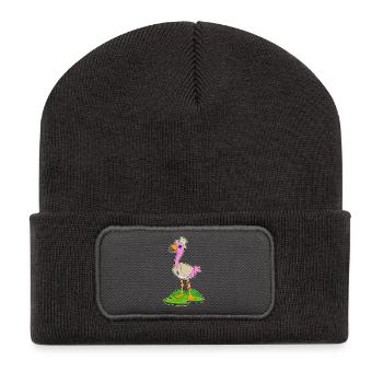 Flamingo Groom Blazer Wedding - Recycled Patch Beanie - dark grey - Front