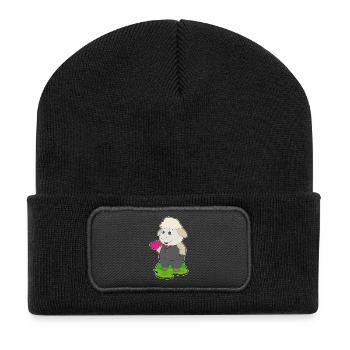 Schaf Bräutigam Anzug Hochzeit - Recycelte Patch Beanie - Schwarz - Vorne