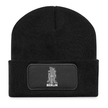 Berliner Fernsehturm - Stadtsymbol als Logo - Recycelte Patch Beanie - Schwarz - Vorne