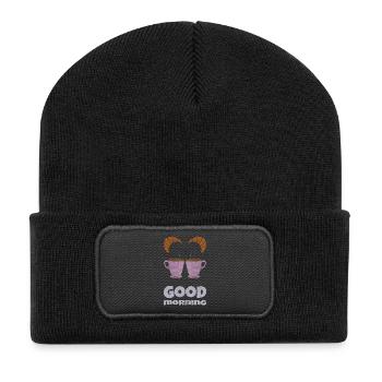 Good Morning 2 Cups - Recycled Patch Beanie - black - Front