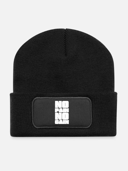 No pain, no gain - Recycled Patch Beanie - black