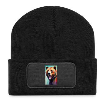Bear | Brown Bear | Grizzly Bear | Animals - Recycled Patch Beanie - black - Front