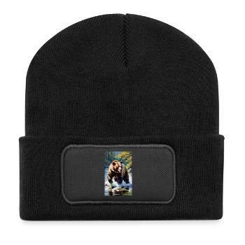 Bear | Brown Bear | Grizzly Bear | Animals - Recycled Patch Beanie - black - Front