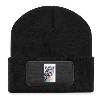 Léopard des neiges | Léopard | Prédateur - Beanie recyclé à patch - noir - Devant