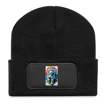 Léopard des neiges | Léopard | Prédateur - Beanie recyclé à patch - noir - Devant