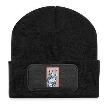 Snow Leopard | Leopard | Predator - Recycled Patch Beanie - black - Front