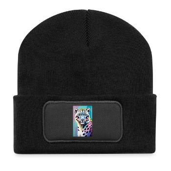 Snow Leopard | Leopard | Predator - Recycled Patch Beanie - black - Front