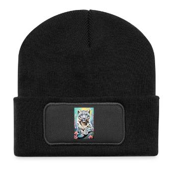 Snow Leopard | Leopard | Predator - Recycled Patch Beanie - black - Front