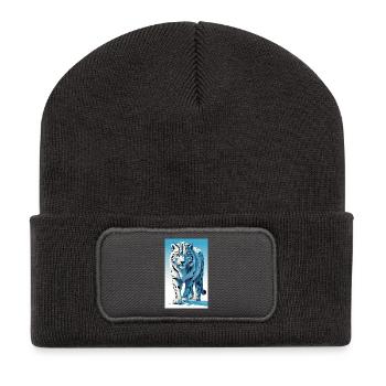 Snow Leopard | Leopard | Predator - Recycled Patch Beanie - dark grey - Front