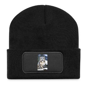 Léopard des neiges | Léopard | Prédateur - Beanie recyclé à patch - noir - Devant