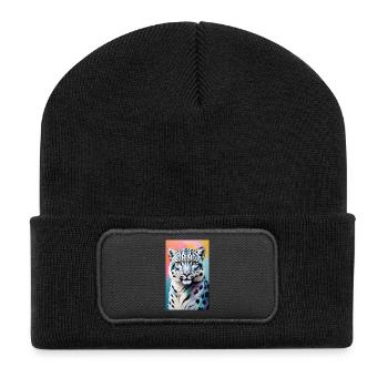 Snow Leopard | Leopard | Predator - Recycled Patch Beanie - black - Front