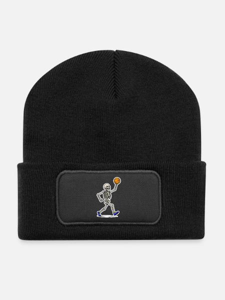 Basketball Skeleton Slam - Recycled Patch Beanie - black