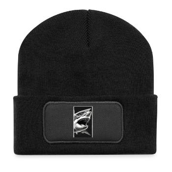 Requin | Grand requin blanc | Créature marine | Poisson - Beanie recyclé à patch - noir - Devant