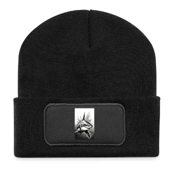 Requin | Grand requin blanc | Créature marine | Poisson - Beanie recyclé à patch - noir - Devant