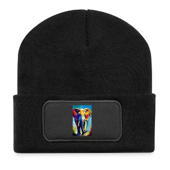 Elephant | Wild Animal | Africa | Children's motifs - Recycled Patch Beanie - black - Front