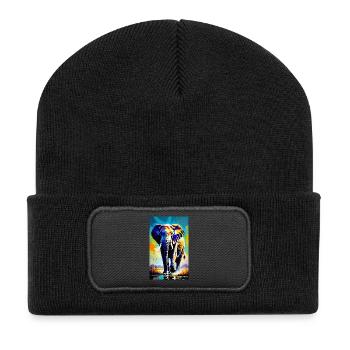 Elephant | Wild Animal | Africa | Children's motifs - Recycled Patch Beanie - black - Front