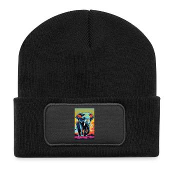 Elephant | Wild Animal | Africa | Children's motifs - Recycled Patch Beanie - black - Front