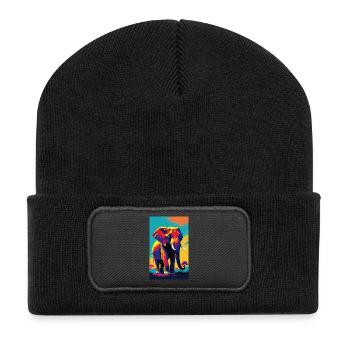 Elephant | Wild Animal | Africa | Children's motifs - Recycled Patch Beanie - black - Front