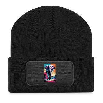 Elephant | Wild Animal | Africa | Children's motifs - Recycled Patch Beanie - black - Front