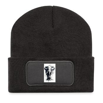 Elephant | Wild Animal | Africa | Children's motifs - Recycled Patch Beanie - dark grey - Front
