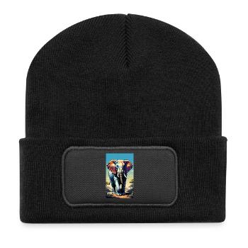 Elephant | Wild Animal | Africa | Children's motifs - Recycled Patch Beanie - black - Front