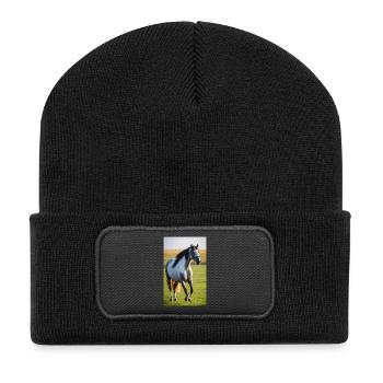 Cheval | Équitation | Animaux | Monture | Coloré - Beanie recyclé à patch - noir - Devant