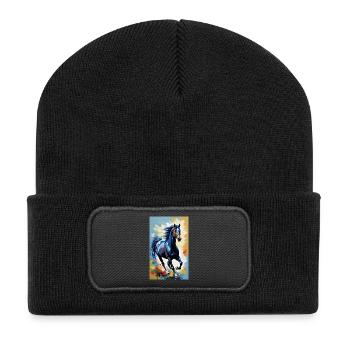 Cheval | Équitation | Animaux | Monture | Coloré - Beanie recyclé à patch - noir - Devant