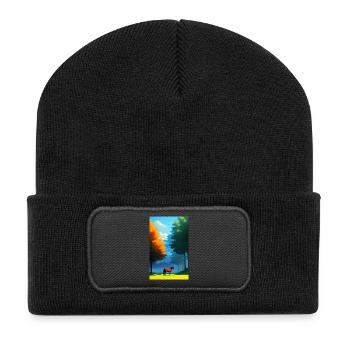 Cheval | Équitation | Animaux | Monture | Coloré - Beanie recyclé à patch - noir - Devant