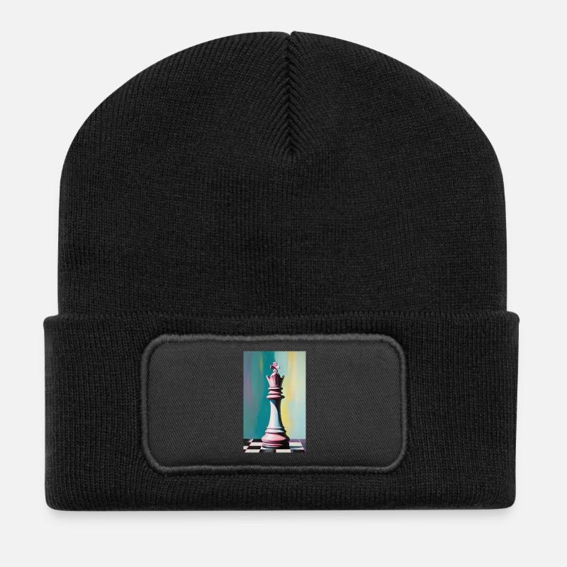Schach | Schachfigur | Schachspieler - Recycelte Patch Beanie - Schwarz