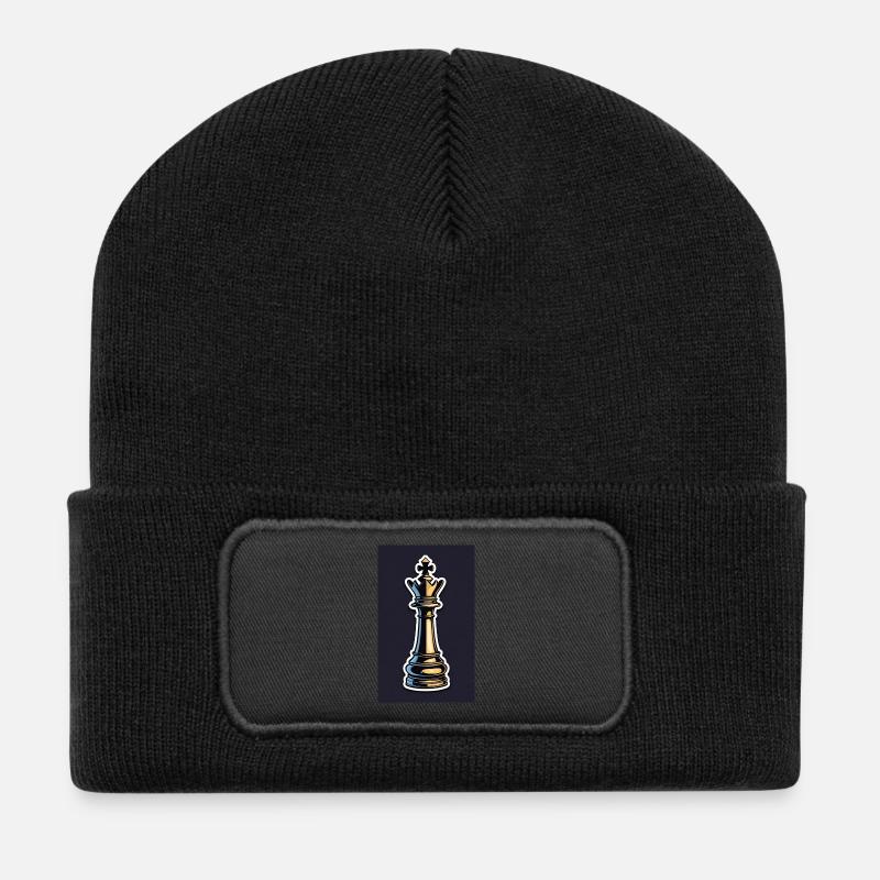 Schach | Schachfigur | Schachspieler - Recycelte Patch Beanie - Schwarz