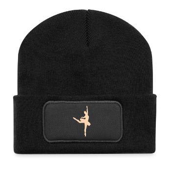 Minimalist ballet silhouette ballerina women - Recycled Patch Beanie - black - Front