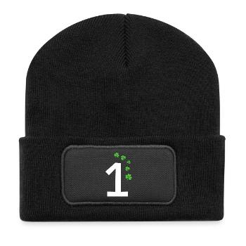 1 - Recycelte Patch Beanie - Schwarz - Vorne