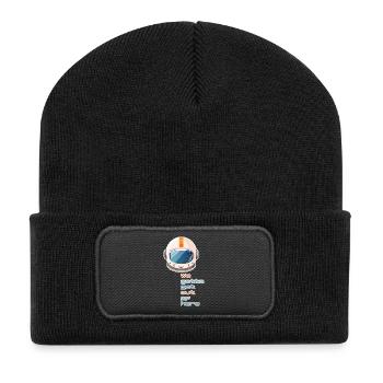Retro-Raumhelm, den wir hier raus müssen - Recycelte Patch Beanie - Schwarz - Vorne