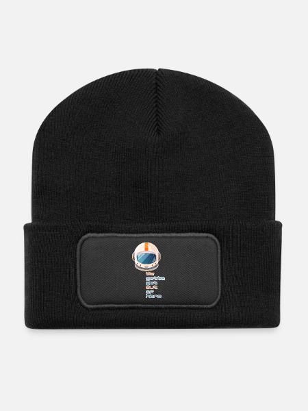 retro spacehelmet we gotta get out of here - Recycled Patch Beanie - black