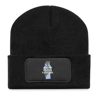 ME/CFS I stand with ME/CFS Fighters white - Recycled Patch Beanie - black - Front