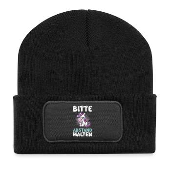Mallorca PLEASE KEEP YOUR DISTANCE Anti Flirt Funny - Recycled Patch Beanie - black - Front