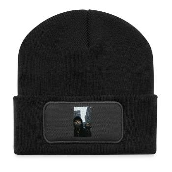 Gangster Cats Streetwear Cool Cat Motif - Beanie recyclé à patch - noir - Devant