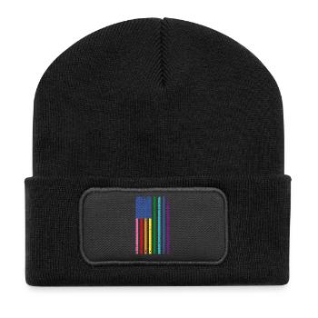 Drapeau arc-en-ciel des États-Unis - Beanie recyclé à patch - noir - Devant
