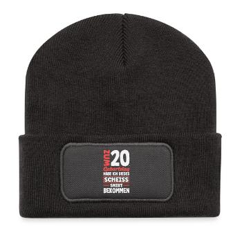 Funny 20th Birthday Gift - Recycled Patch Beanie - dark grey - Front