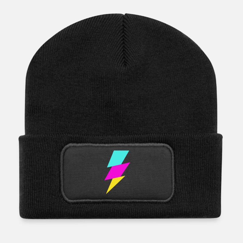 Abstract Ray in Neon Colors - Recycled Patch Beanie - black