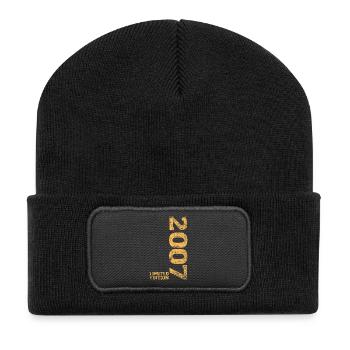 Limited Edition 2007 18. Geburtstag Geschenk - Recycelte Patch Beanie - Schwarz - Vorne