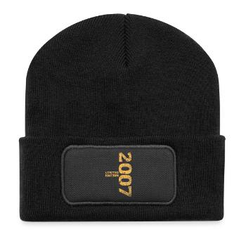 Limited Edition 2007 18. Geburtstag Geschenk - Recycelte Patch Beanie - Schwarz - Vorne