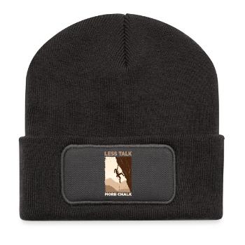 Silhouette d'un grimpeur, motif motivant - Beanie recyclé à patch - charbon - Devant