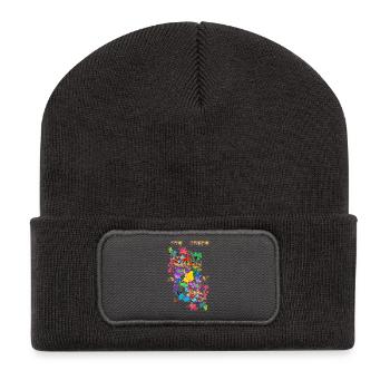 Abstrakte Farbspritzer - Recycelte Patch Beanie - Dunkelgrau - Vorne