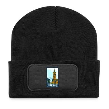 Big Ben Illustration Poster – London, Modern Art - Recycled Patch Beanie - black - Front