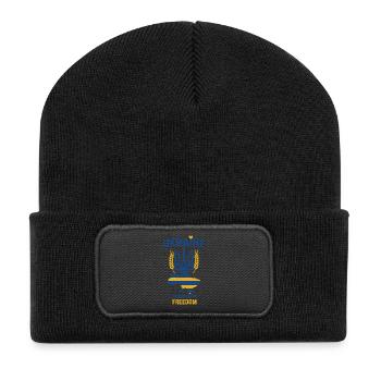 Ukrainisches Freiheitsemblem - Recycelte Patch Beanie - Schwarz - Vorne
