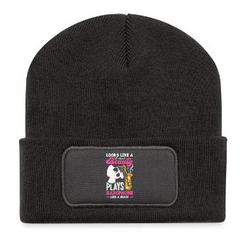 Saxophone - Beanie recyclé à patch - charbon - Devant